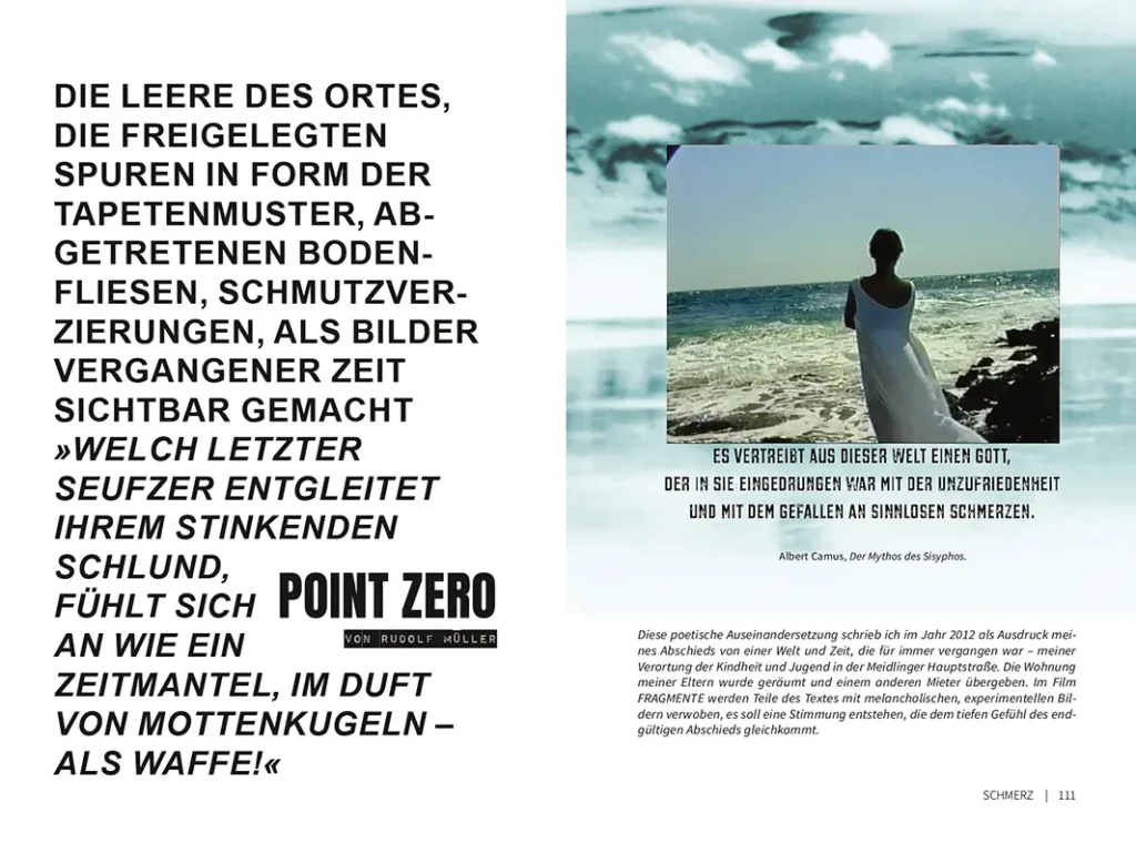 Seitenausschnitte, eine Frau steht am Meer